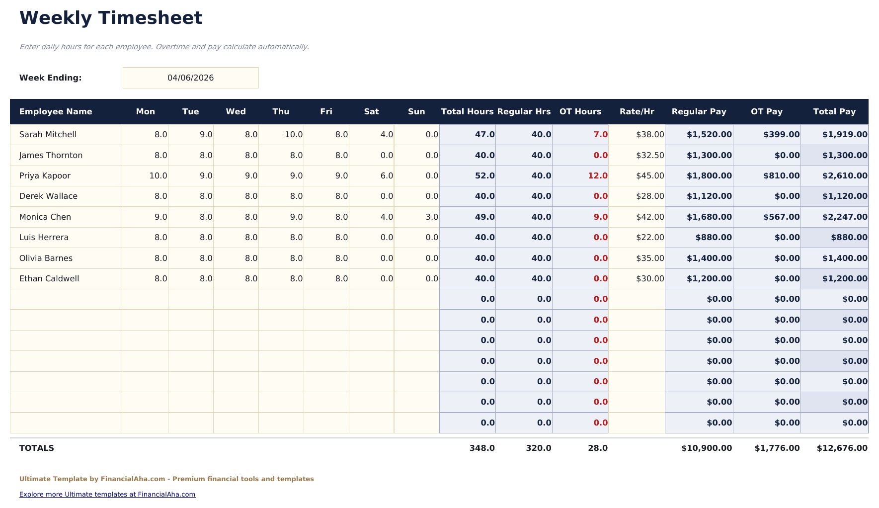 Weekly Timesheet Ultimate - Weekly Timesheet